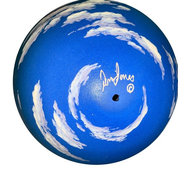 Don Jones Vintage Earthenware Globe Of Sky Atmosphere Blue Signed - Picture 5 of 11